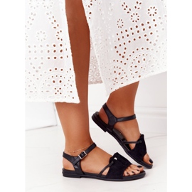 EVE Elegantes Sandalias de Ante con Lentejuelas Negro Vitoria 3
