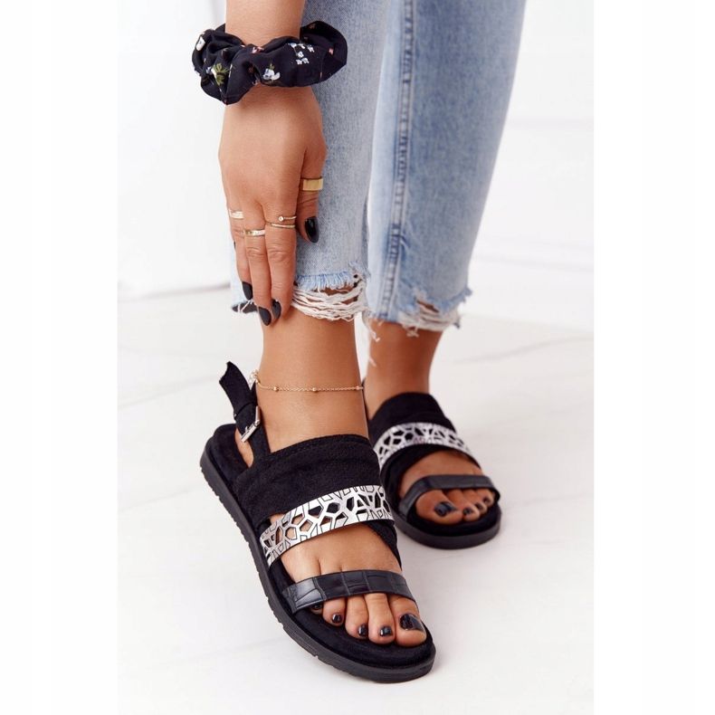 EVE Sandalias Mujer Ante Asturias Negra y Plata negro 2