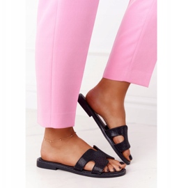 EVE Pantuflas Piel Con Circonita Negra Modena negro 3