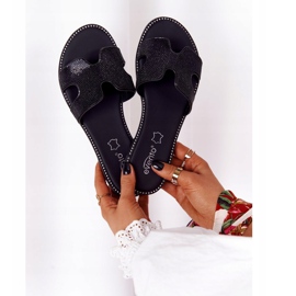 EVE Pantuflas Piel Con Circonita Negra Modena negro 6