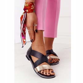 Sandalias de canalé dorado y negro 5