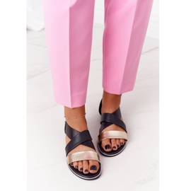 Sandalias de canalé dorado y negro 2