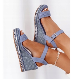 PG1 Sandalias Cuña Con Lentejuelas Azules Scilla 1