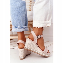 PG1 Sandalias de cuña Scilla con lentejuelas beige 4
