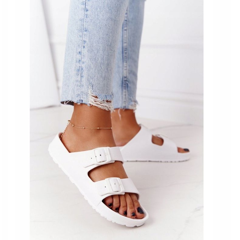 NEWS Pantuflas de goma Stacy blancas para mujer blanco 2