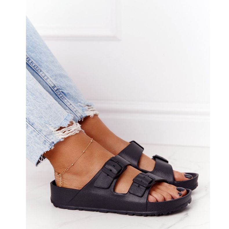 NEWS Pantuflas de goma Stacy negras para mujer negro 1