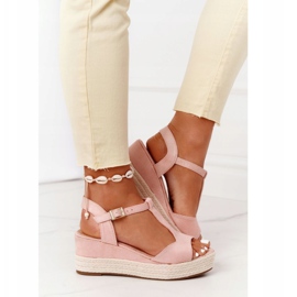 PG1 Sandalias de cuña Graciosa rosa con trenzas marrón rosado 4