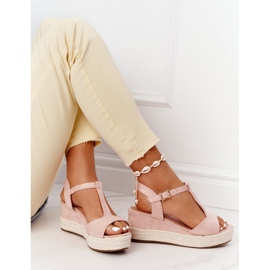 PG1 Sandalias de cuña Graciosa rosa con trenzas marrón rosado 5