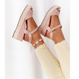PG1 Sandalias de cuña Graciosa rosa con trenzas marrón rosado 7