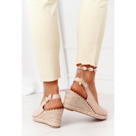 PG1 Sandalias de cuña beige con trenzas beige Las Palomas 2