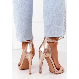 PG1 Sandalias elegantes en un glamour de oro rosa de tacón alto rosado dorado 4