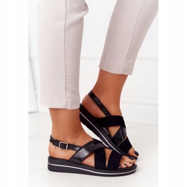 Sandalias Ante Sergio Leone SK039 Negro y Plata 3