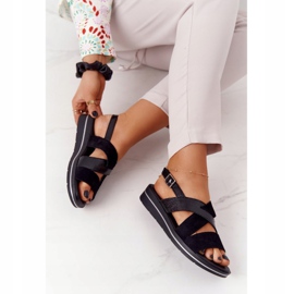 Sandalias Ante Sergio Leone SK039 Negro y Plata 6