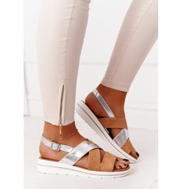 Sandalias de ante Sergio Leone SK039 Beige y Plata 3