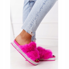 PS1 Zapatillas En La Plataforma Con Piel Y Circonita Fucsia ¡Wow! rosa 1
