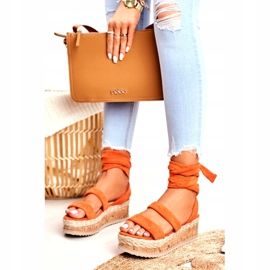 FS1 Sandalias De Mujer En La Plataforma Atadas Naranja La Favorite 3