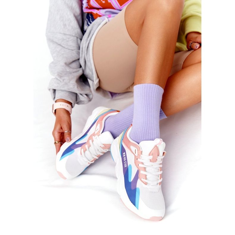 Zapatos Deportivos de Mujer Memory Foam Big Star HH274809 Blanco-Rosa púrpura azul amarillo 2