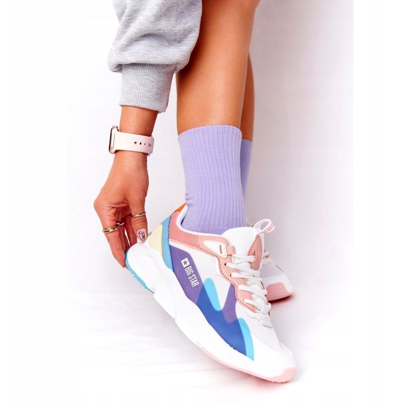 Zapatos Deportivos de Mujer Memory Foam Big Star HH274809 Blanco-Rosa violeta azul rosado amarillo 1