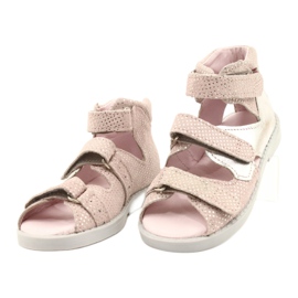 Mazurek Sandalias de cuero para niñas High Preventive 291 Pink-Silver rosa 1