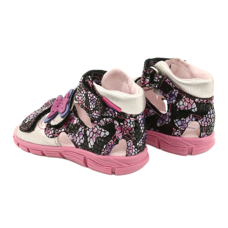 Mazurek Sandalias de cuero para niñas High Preventive 291 con mariposa plata 5