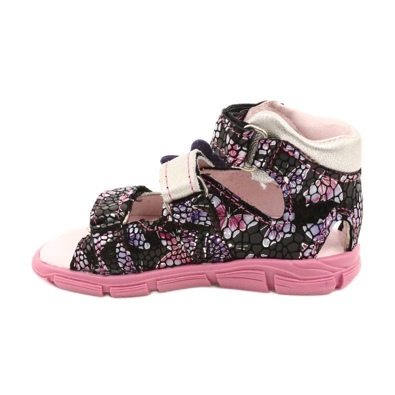 Mazurek Sandalias de cuero para niñas High Preventive 291 con mariposa plata 1
