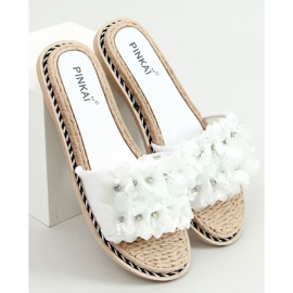 Blanco LS003 Pantuflas flores blancas 1