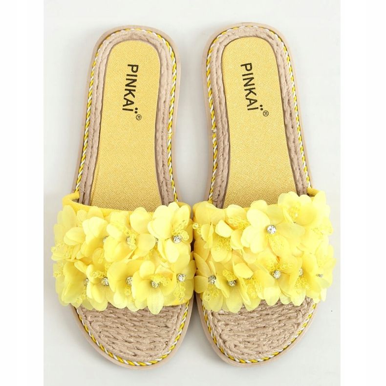 Amarillo LS003 Pantuflas flores amarillas 1