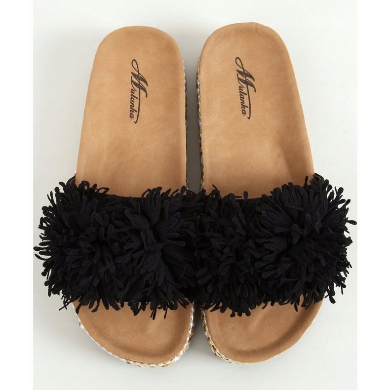 Negro 2260 Zapatillas negras en la suela decorada 1