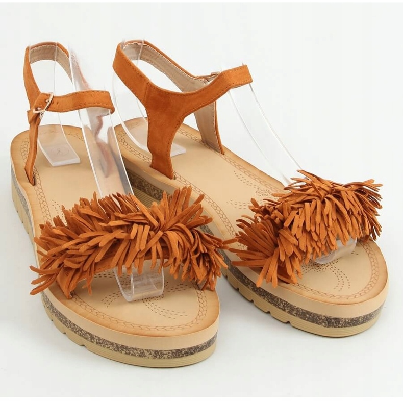 Sandalias con flecos camel JN315 Camel marrón 1