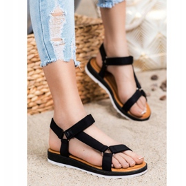 SHELOVET Sandalias de moda con velcro negro 1