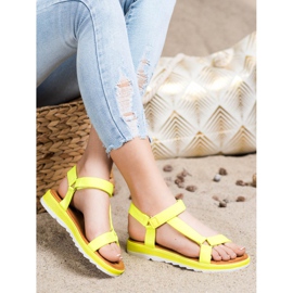 SHELOVET Sandalias de moda con velcro amarillo 1