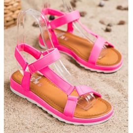 SHELOVET Sandalias de moda con velcro rosado 3