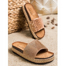 SHELOVET Zapatillas de cristal de moda dorado 2