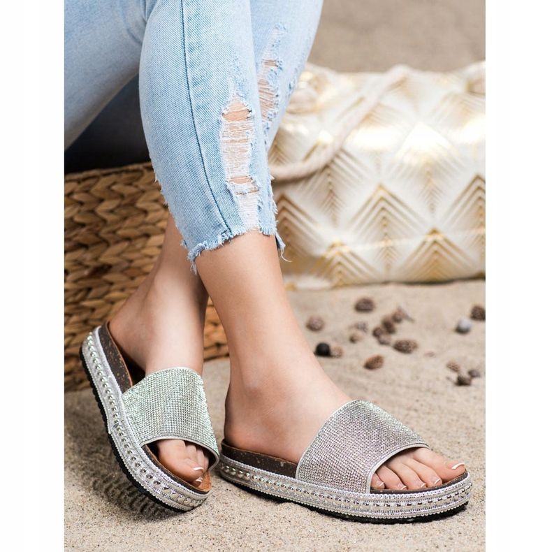 SHELOVET Zapatillas de cristal de moda plata 1