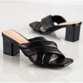 Small Swan Pantuflas Elegantes de Piel Ecológica negro 1