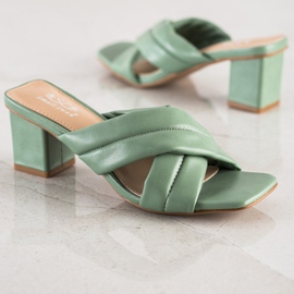 Small Swan Pantuflas Elegantes de Piel Ecológica verde 1