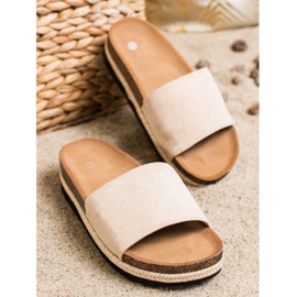 SHELOVET Zapatillas de ante en la plataforma beige 2