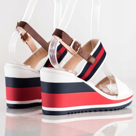 Filippo Sandalias de cuña con rayas multicolor 4