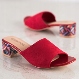 Sabatina Pantuflas de tacón estampadas rojo 1