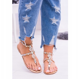 Sandalias de mujer plateadas con circonita Venecia Lu Boo plata 4