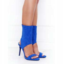 Sandalias De Tacón Alto Con Zirconia Cúbica Lu Boo Azul plata 4