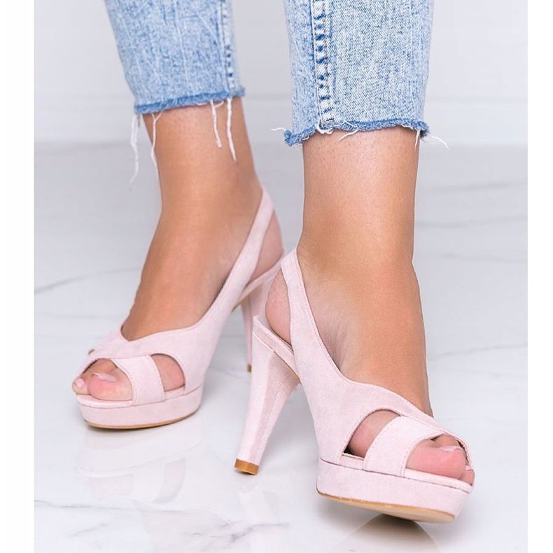 Sandalias rosas en el tacón de aguja de Big Girl rosado 1