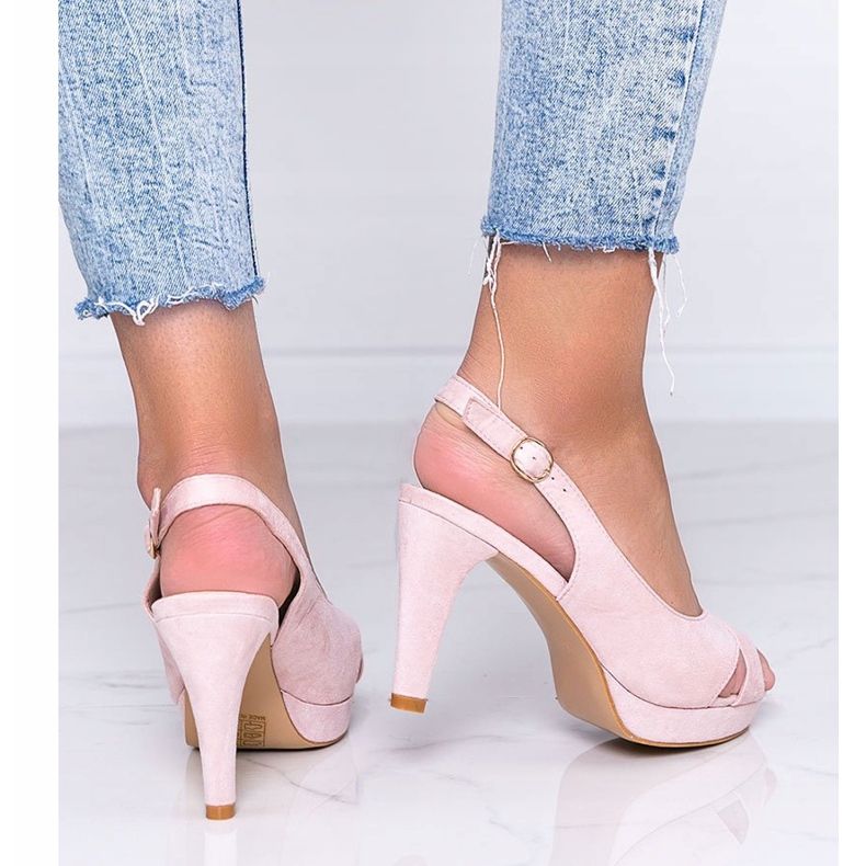 Sandalias rosas en el tacón de aguja de Big Girl rosado 2