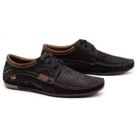 Olivier Zapatos de cuero a puentes para hombres 563 negro marrón 1