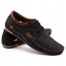 Olivier Zapatos de cuero a puentes para hombres 563 negro marrón 2