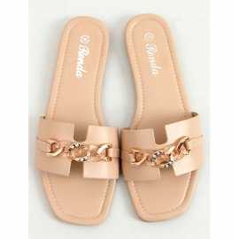 Zapatillas beige con cadena decorativa 35-230 Beige 3