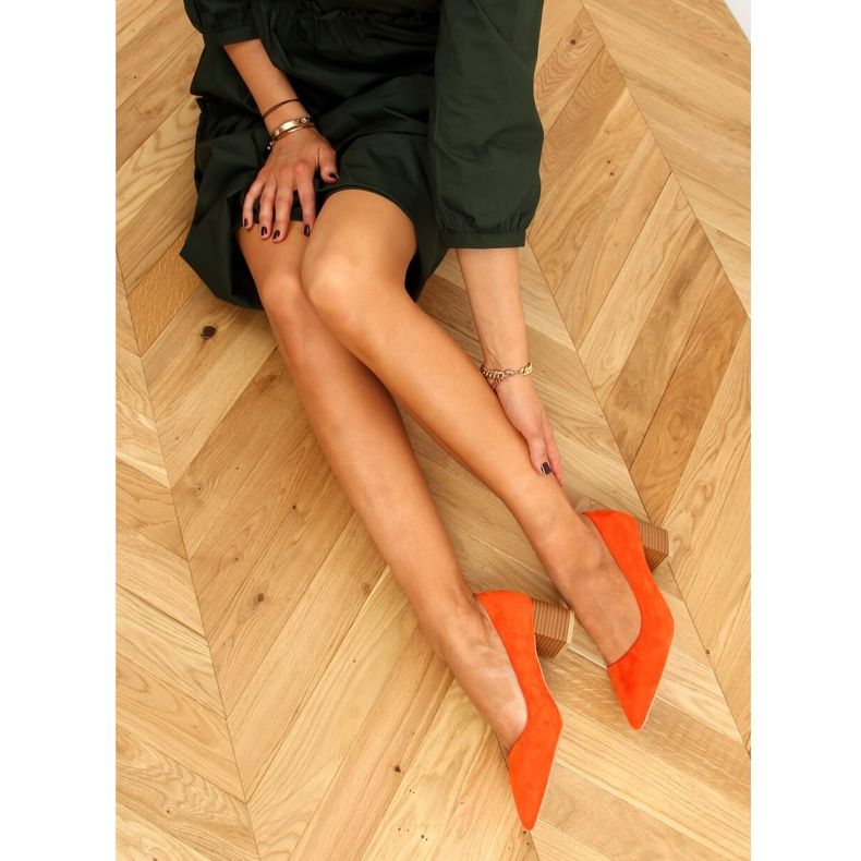 Zapatos de salón con tacones de madera naranja CL75P Naranja 1