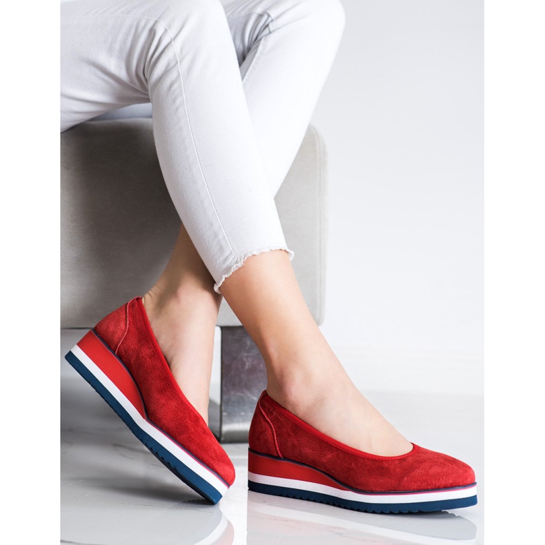 Filippo Zapatos de tacón de cuña de cuero rojo 2