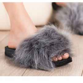 SHELOVET Zapatillas con estilo con piel gris 3