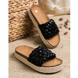 SHELOVET Chanclas Alpargatas Trenzadas negro 2
